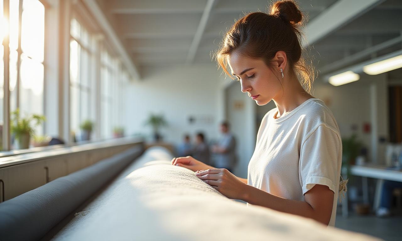 Sustainable textile startup founder in studio
