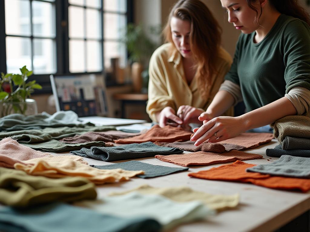 Textile designers at Textilixor collaborating on dye samples